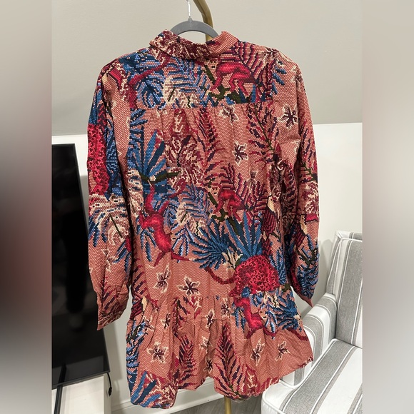 New FARM RIO Beaded Forest Pink Long Sleeve Mini Dress Size Large - Picture 5 of 12